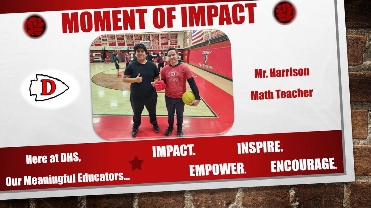 In only his 2nd year at DHS, Mr. Harrison proves he's a true "Mathlete"... supporting students not only in the academic classroom, but also recreationally while putting up big numbers on the basketball court. Keep making a positive 🤜IMPACT🤛, Mr. Harrison!💪🏀
<a href="/DerbyRedRaider/">Derby High School</a>