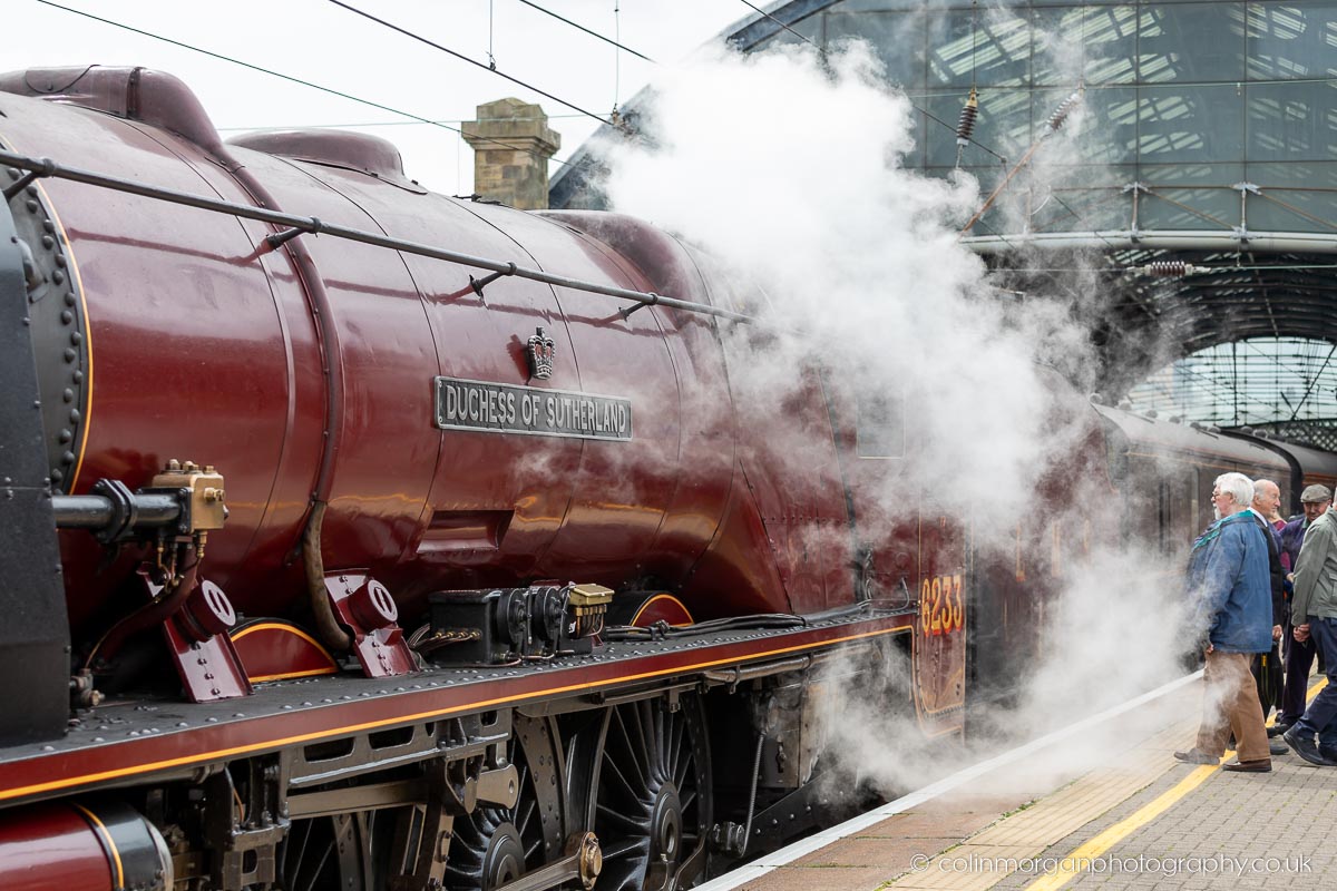 Locomotive 6233 Duchess of Sutherland, at Newcastle Central Station 
#steamlocomotive #steamtrain #railway #steamengine #railwayphotography #ukrailwayphotography #ukrailphotography #uktrainspotting #mainlinesteam #trainspotting #duchessofsutherland #Newcastle