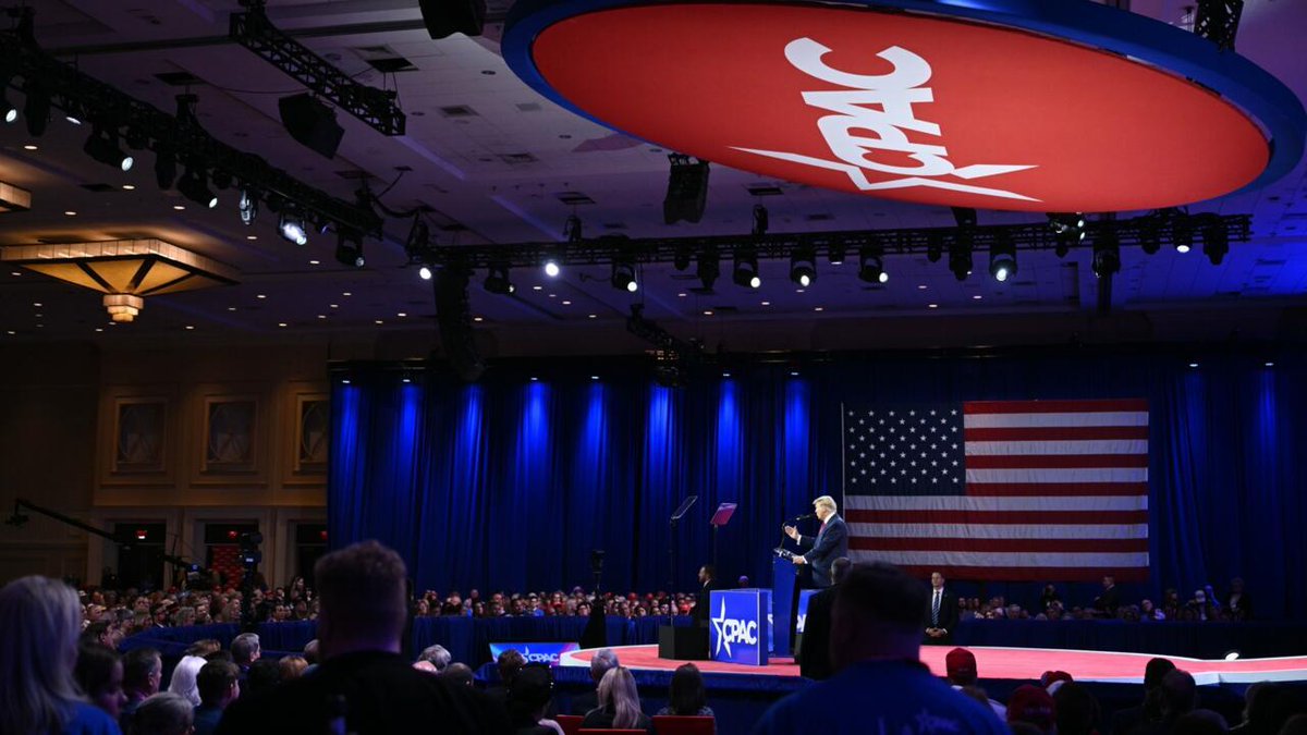 MarioNawfal's tweet photo. 🇺🇸CPAC 2025 KICKS OFF TODAY —VANCE, MILEI, MELONI AND TRUMP!

The Conservative Political Action Conference (CPAC) launches today, running 3 days. 

It’s a MAGA mega-event, drawing top conservative voices like VP @jdvance , @JMilei, @GiorgiaMeloni  and potentially Trump on Saturday.

Other heavy hitters? 

Senators @tedcruz  and @SenRickScott, border czar @tomhoman , @PressSec,  and even ex-UK PM @trussliz  and @Nigel_Farage.

There is also a massive Global Conservative delegation attending, including @georgesimion , @laszloan, @PatrykJaki, @santi_abascal, @BolsonaroSP  and many others.

Source: CPAC