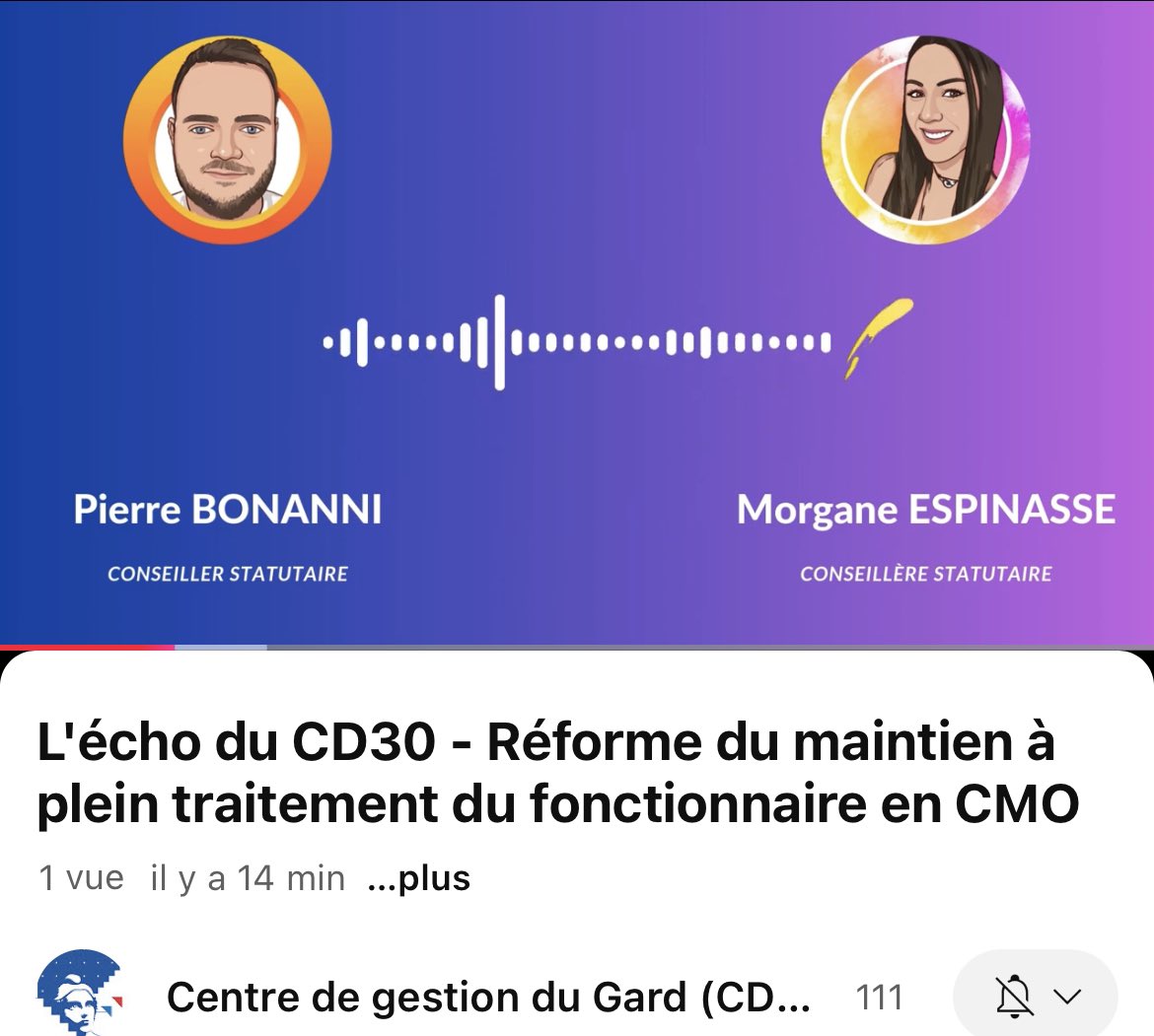 CDG30_'s tweet photo. 🎙️L’Écho du CDG30 revient sur la réforme du maintien à plein traitement du fonctionnaire durant les 3 premiers mois de CMO. 

Écoutez en ligne normée podcast ⤵️

https://t.co/ItteoKJ0mL 

Pour toute info complémentaire : conseil.statutaire@cdg30.fr https://t.co/gCYbw23fs1