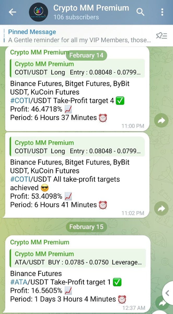 I am sharing you the Glimpse of some recent Profits 💰 from our VIP Group. 

You can see back to back Profits💸. 

✉️CONTACT: CryptoAlecia for Joining our PREMIUM Membership, link : telegram.me/Cryptomoneymak… #Bitcoin #Cryptotrading #Cryptoprofits #Cryptos #Cryptomarket  #BTC