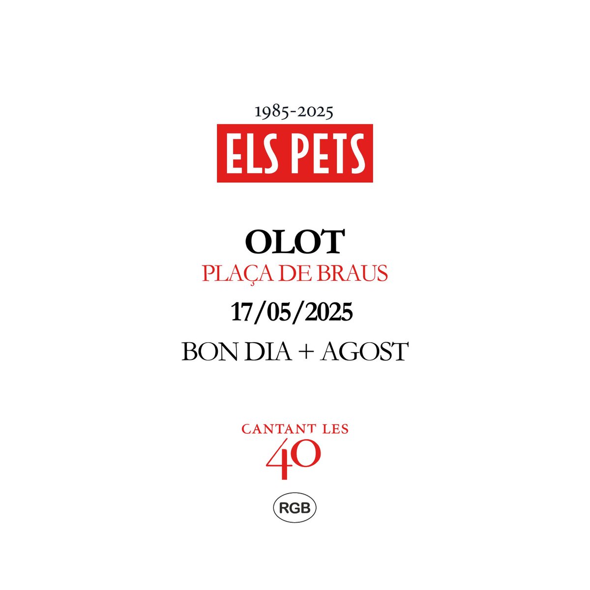 ENTRADES A LA VENDA EL 03/03!

El proper dissabte, 17 de maig, ens veiem a la plaça de braus d’Olot, al Memorial Jordi Compte!

🎟️ Entrades a la venda a partir del dilluns, 3 de març, a les 20.00 h, a elspets.cat i almogaversgarrotxins.cat