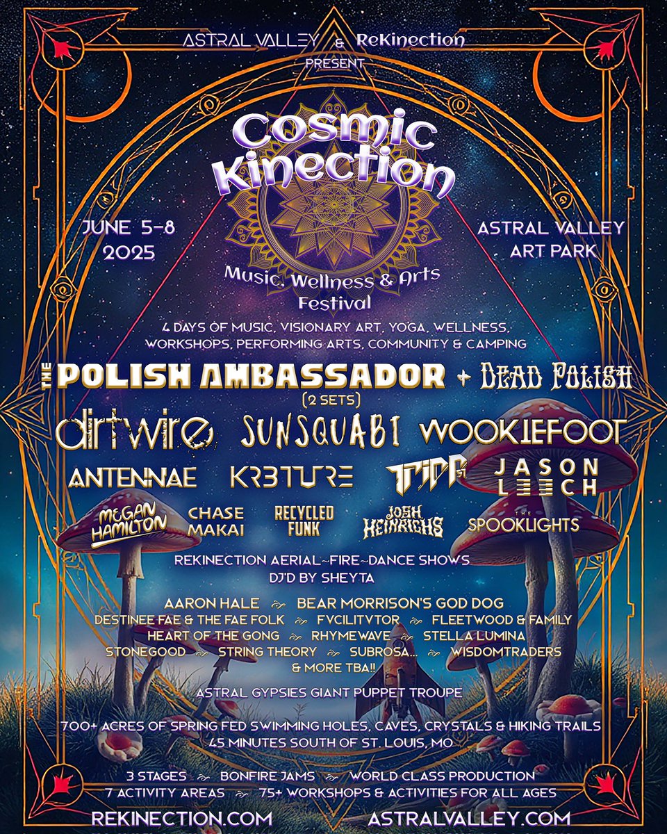 dirtwire's tweet photo. Midwest Dirtwire fam! Weβre so stoked to announce that we have been added to this incredible lineup of artists at #CosmicKinection πͺ We will be coming to re-kinect with you all on Thursday June 5th in French Village, Missouri! πͺ https://t.co/O2irCB0ZwS