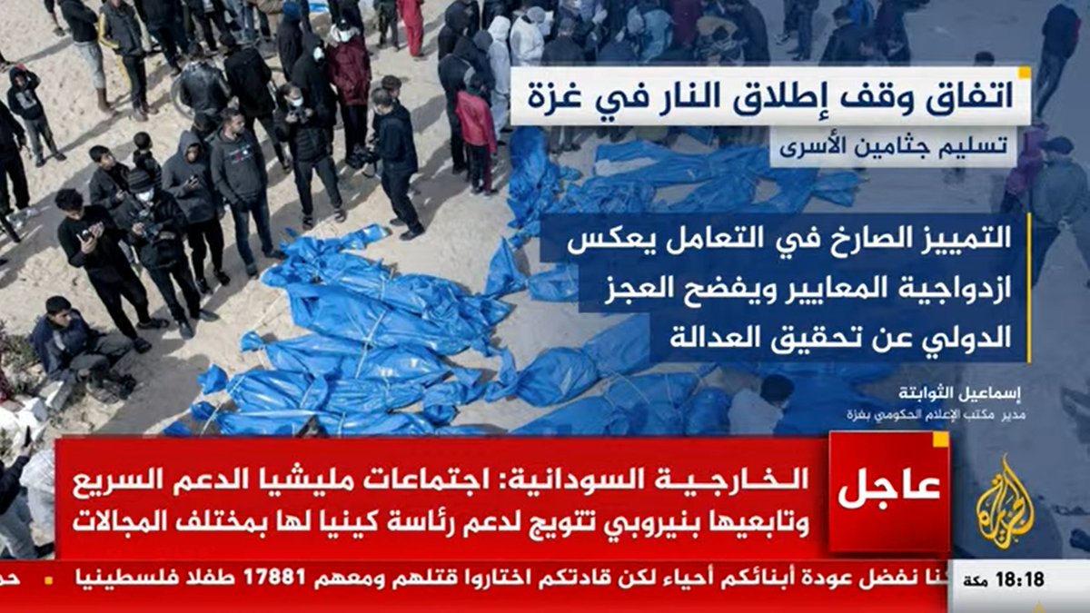 <a href="/SuppressedNws/">Suppressed News.</a> <a href="/tamerqdh/">Tamer | تامر</a> Israelis with the complist RedCross throw the civilian Palestinins  on the dirts in the opposite of Hamas freedom fighters respecting their enemies dead to put them in cofins