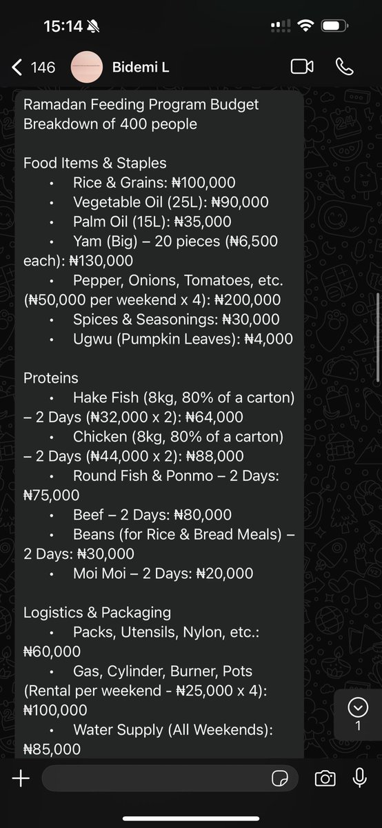 jaye_xy1's tweet photo. I met @King_demmie in university, and after a while, I noticed she started a feeding initiative during Ramadan. This year, I realized she hadn’t posted a flyer, so I reached out to her on Snapchat. She told me she had to pause the initiative due to the rising cost of things in Nigeria 

I encouraged her to give it another try and shared how much I would contribute. Bidemi asked if I had converted, and I laughed, saying no🤣🤣, I just love what she does for people.

So far, Bidemi and I have raised 500,000 naira, and we’re hoping to raise even more with your support.

If you’d like to contribute to Bidemi’s Ramadan feeding initiative, please consider donating. Every little bit helps!

Thank you all, and may God bless you for your generosity. 

Please watch video to see previous year☺️