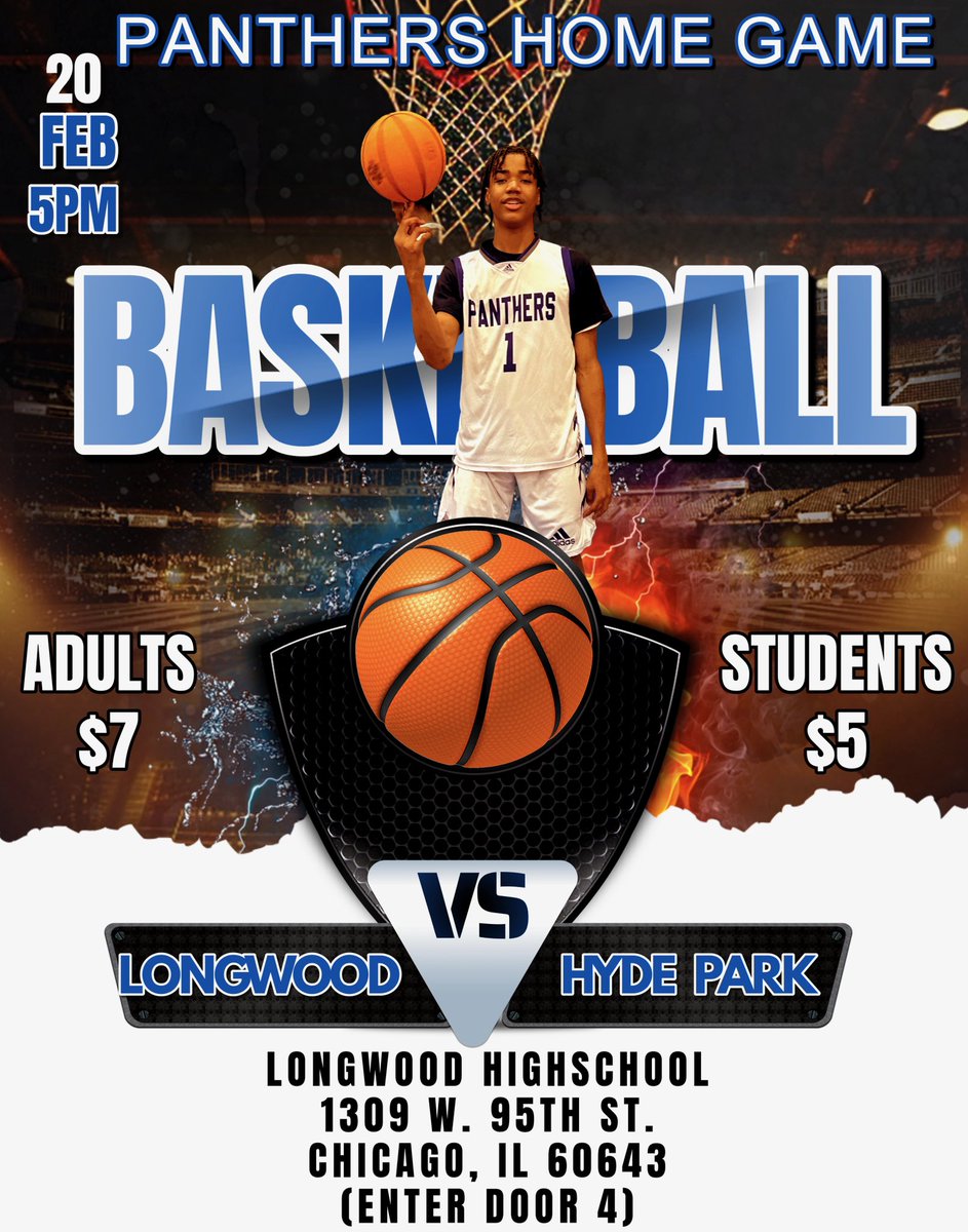 GAME DAY‼️🏀🏀🏀

Longwood 🆚 Hype Park 

🗓️Thursday: February 20, 2025

⏰ 5PM (Varsity) 

📍Longwood High School 

📬 Non Conference Game 

💲Admission $5 &amp; Adults $7 

Come out to SUPPORT the Panthers….
🏀🏀🏀