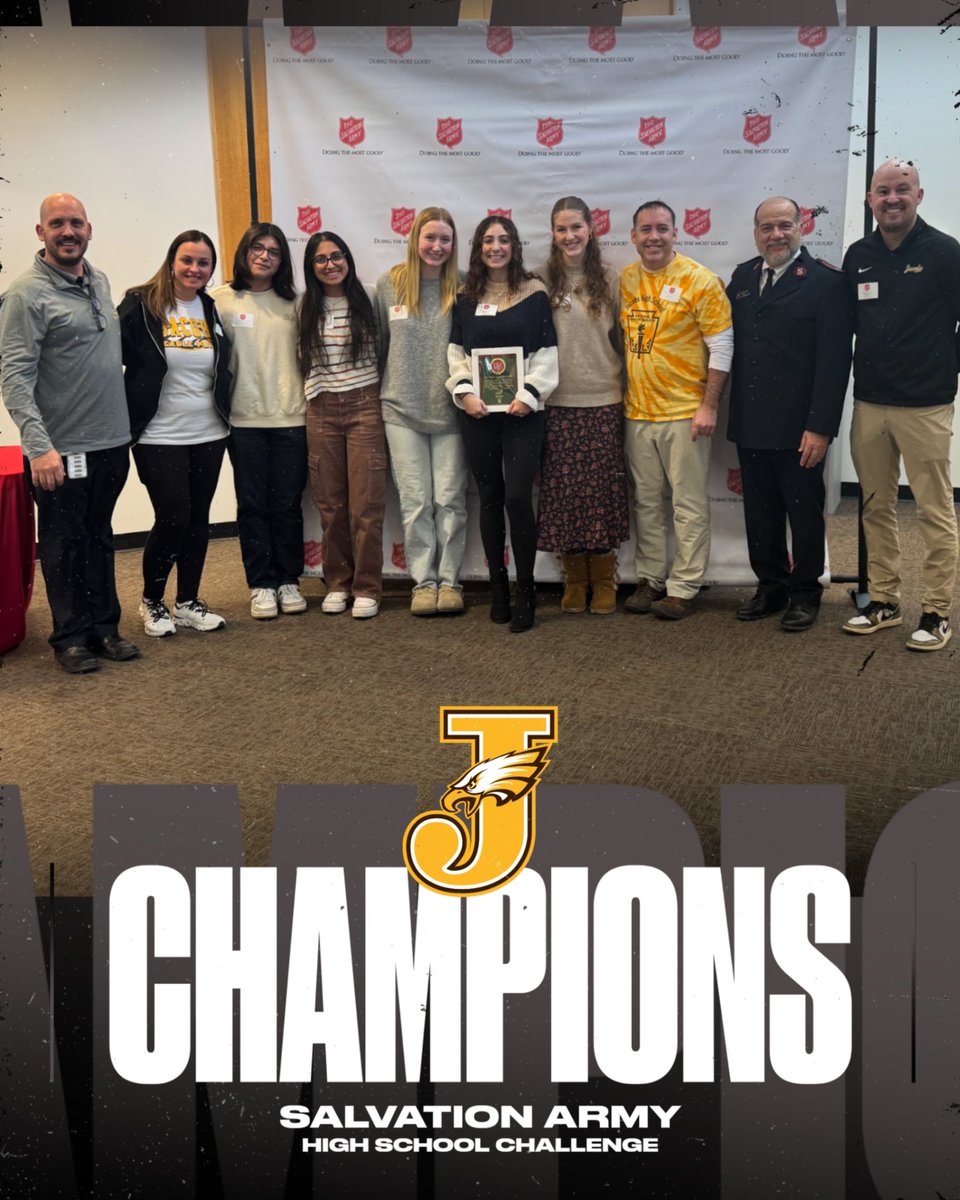 The Jacobs National Honor Society won the High School Challenge for the Salvation Army! They were awarded a $5000 prize for their efforts this winter in raising money for families in need. Congratulations!!