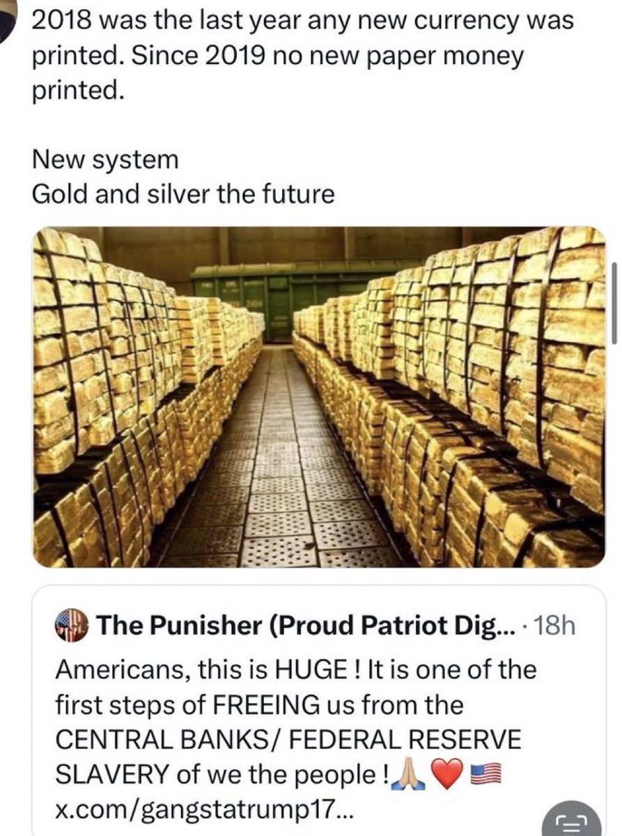 dan_uscg's tweet photo. @MJTruthUltra Let’s just start here. Fort Knox will be empty, this will shudder any remaining global faith in the fiat slave paper, ushering in the New #USTN ⚔️🇺🇸⚔️ https://t.co/YnDaGcDmjd