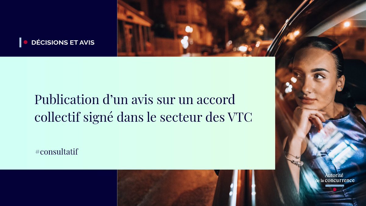 Autorité de la Concurrence (@adlc_) on Twitter photo Consultée pour la 1ère fois à la demande de l’<a href="/ARPE_Gouv/">ARPE _ Autorité des relations sociales</a>, l’Autorité rend un avis réservé sur un accord collectif signé dans le cadre du dialogue social spécifique au secteur des VTC et recommande de réaliser une étude d’impact avant de l'homologuer autoritedelaconcurrence.fr/fr/communiques… #adlc Consultée pour la 1ère fois à la demande de l’<a href="/ARPE_Gouv/">ARPE _ Autorité des relations sociales</a>, l’Autorité rend un avis réservé sur un accord collectif signé dans le cadre du dialogue social spécifique au secteur des VTC et recommande de réaliser une étude d’impact avant de l'homologuer autoritedelaconcurrence.fr/fr/communiques… #adlc