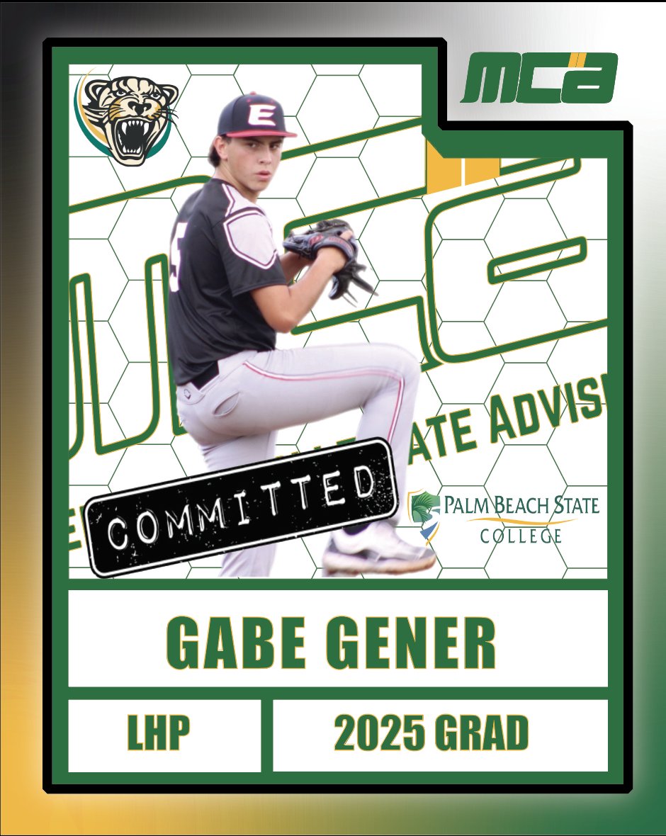MelendezCollAdv's tweet photo. Congratulations to @GenerGabe10 on his commitment to @PBStateCollege. Wishing Gabe a successful career at Palm Beach State College. #mcabaseball #committed #bethe7% #collegebaseball #jucoroute #pbscbaseball https://t.co/s0AWWlmwXr