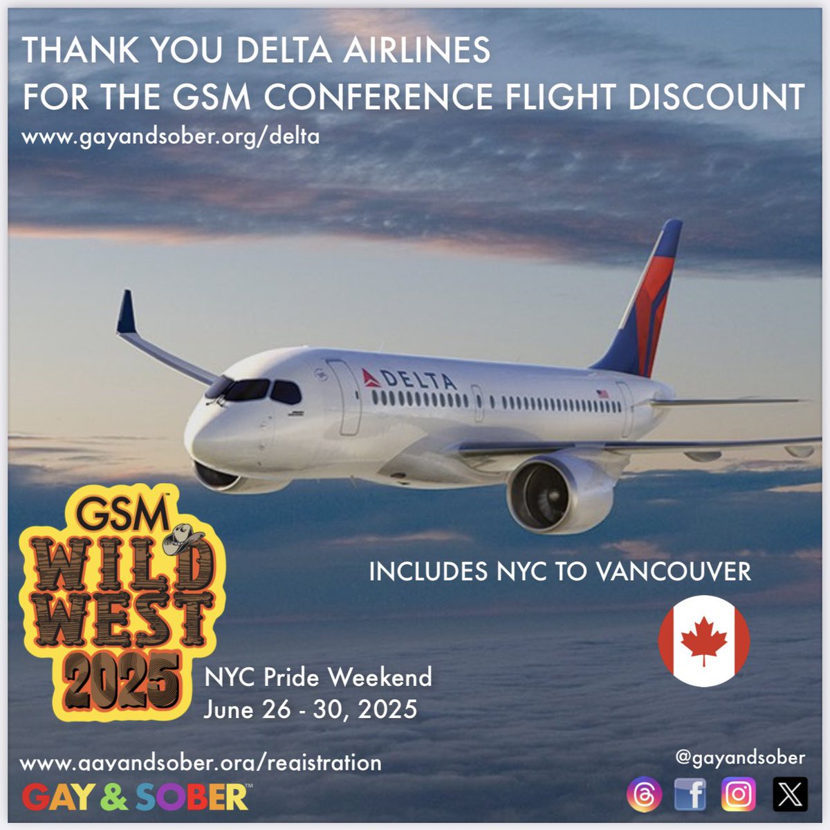 It’s time to book your flights! 
The GSM Conference room block is Tuesday to Tuesday.
gayandsober.org/registration #GSM2025 #gayandsober #nycpride #sobriety #recovery #lgbtq
