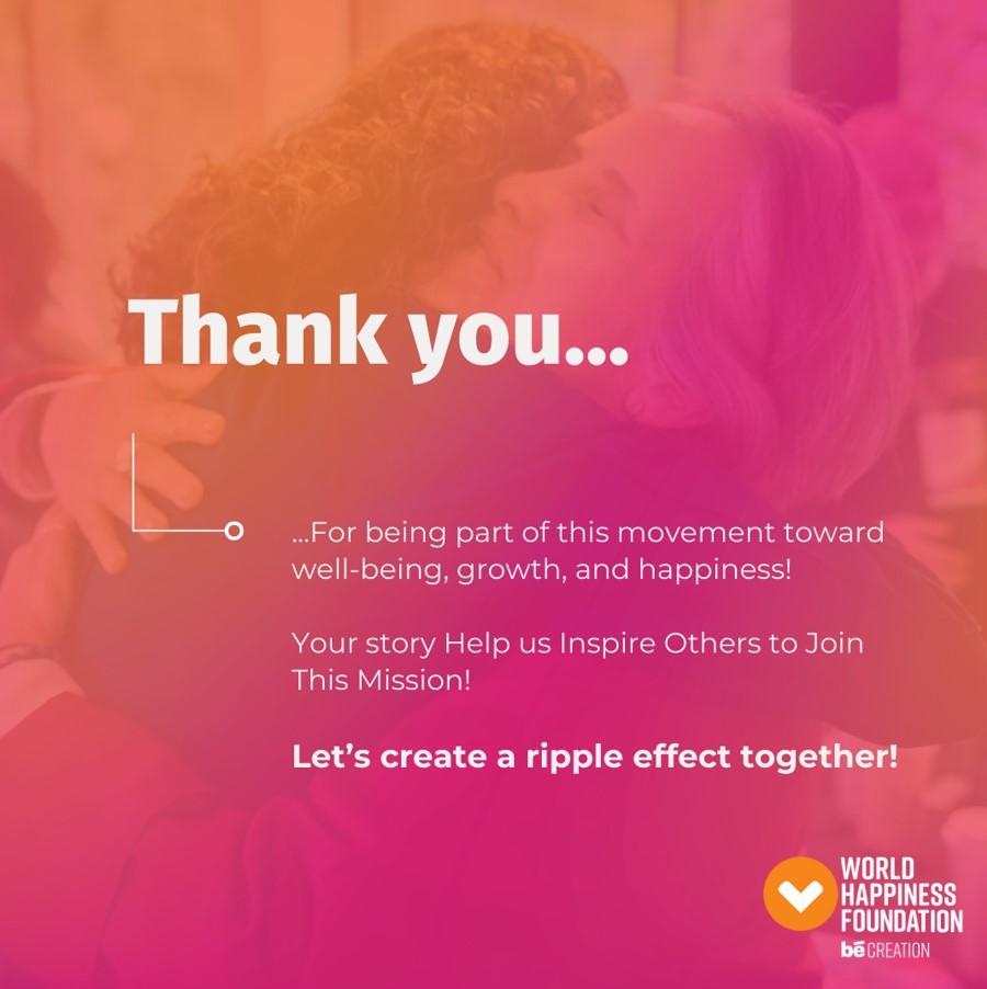 Share Your Impact and Transformation!". 

Whether it’s our Academy, Places of Happiness, coaching sessions, Fest, summits, retreats or any of our experiences, your journey can inspire others.

Click here to share your experience: l8r.it/JaE4

Thank you!