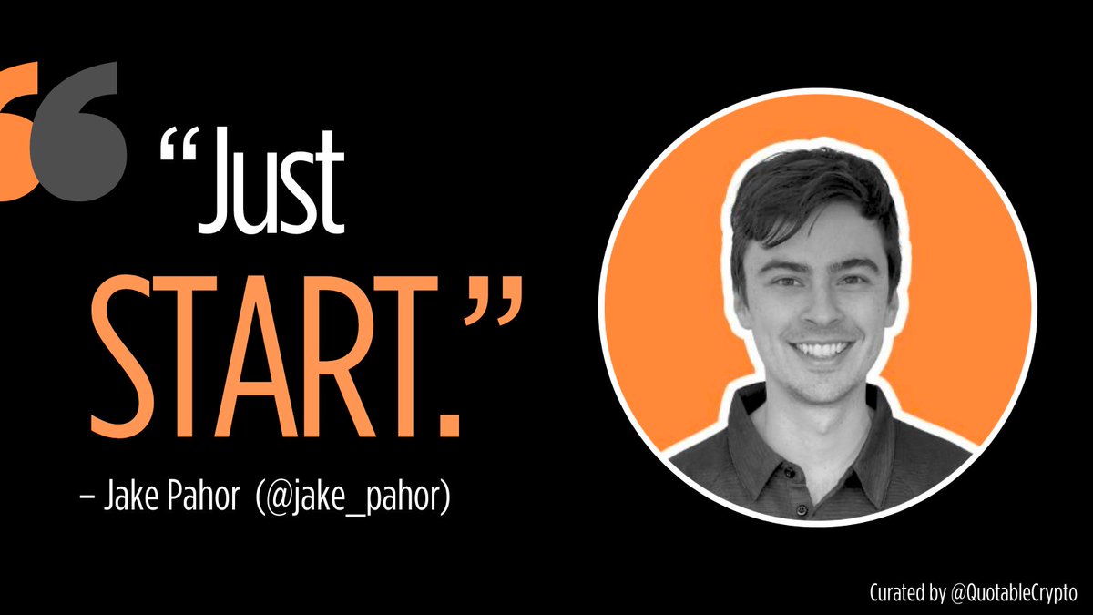 Quotable Crypto (@quotablecrypto) on Twitter photo Original content creator: <a href="/jake_pahor/">Jake Pahor</a> (08/30/2024)
โ๏ธ "Take that FIRST STEP into the unknown. It's scary as hell, but if you don't, you'll always live with REGRET." Original content creator: <a href="/jake_pahor/">Jake Pahor</a> (08/30/2024)
โ๏ธ "Take that FIRST STEP into the unknown. It's scary as hell, but if you don't, you'll always live with REGRET."