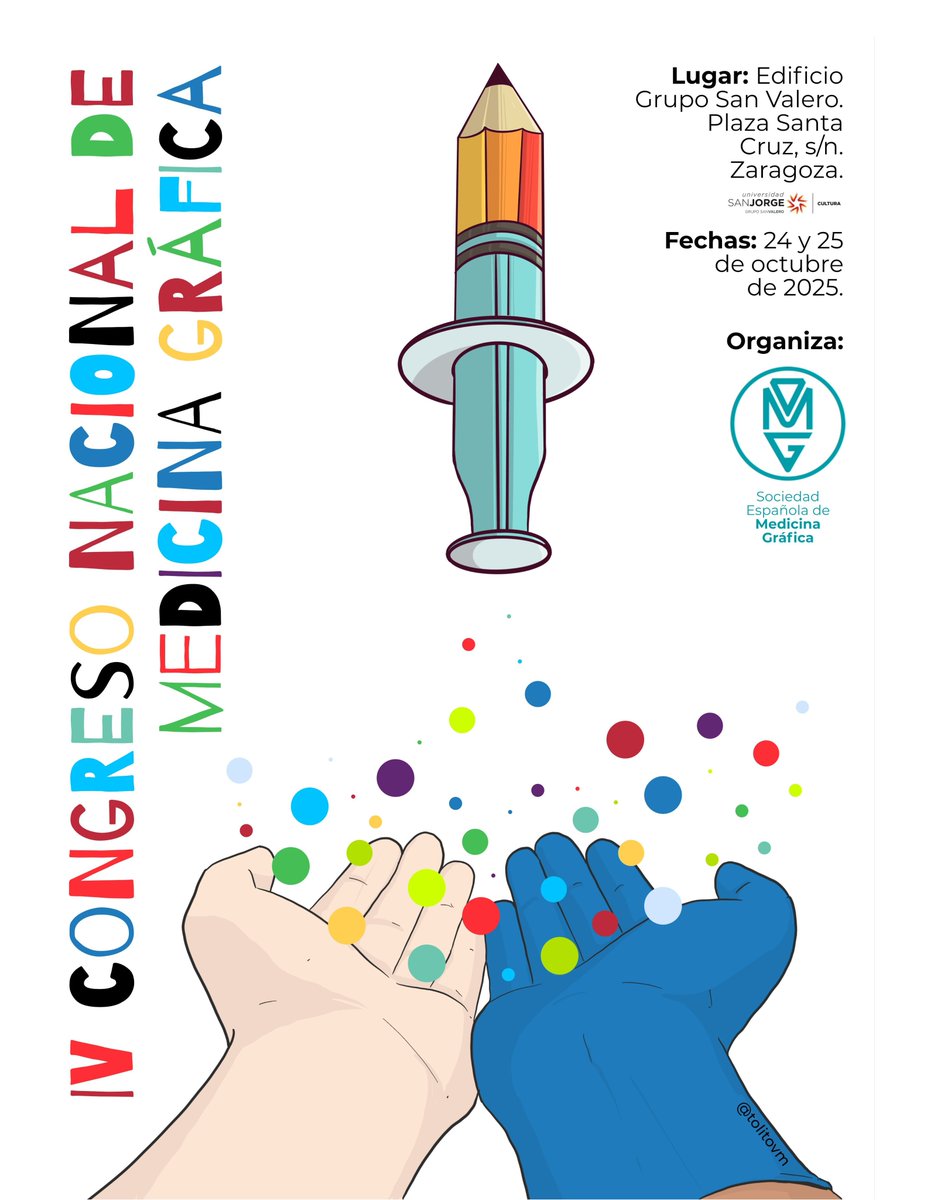 📢AVISO IMPORTANTE
 ¡Ya tenemos fechas para el IV Congreso de Medicina Gráfica #ConMedicinaGráfica 

 🗓️24-25 Octubre 2025  
🌏Zaragoza <a href="/_usj_/">Universidad San Jorge</a> 

Charlas, talleres, mesas redondas, actividades lúdicas 
Este año con más visibilidad a las comunicaciones 

NO HACE FALTA DIBUJAR
