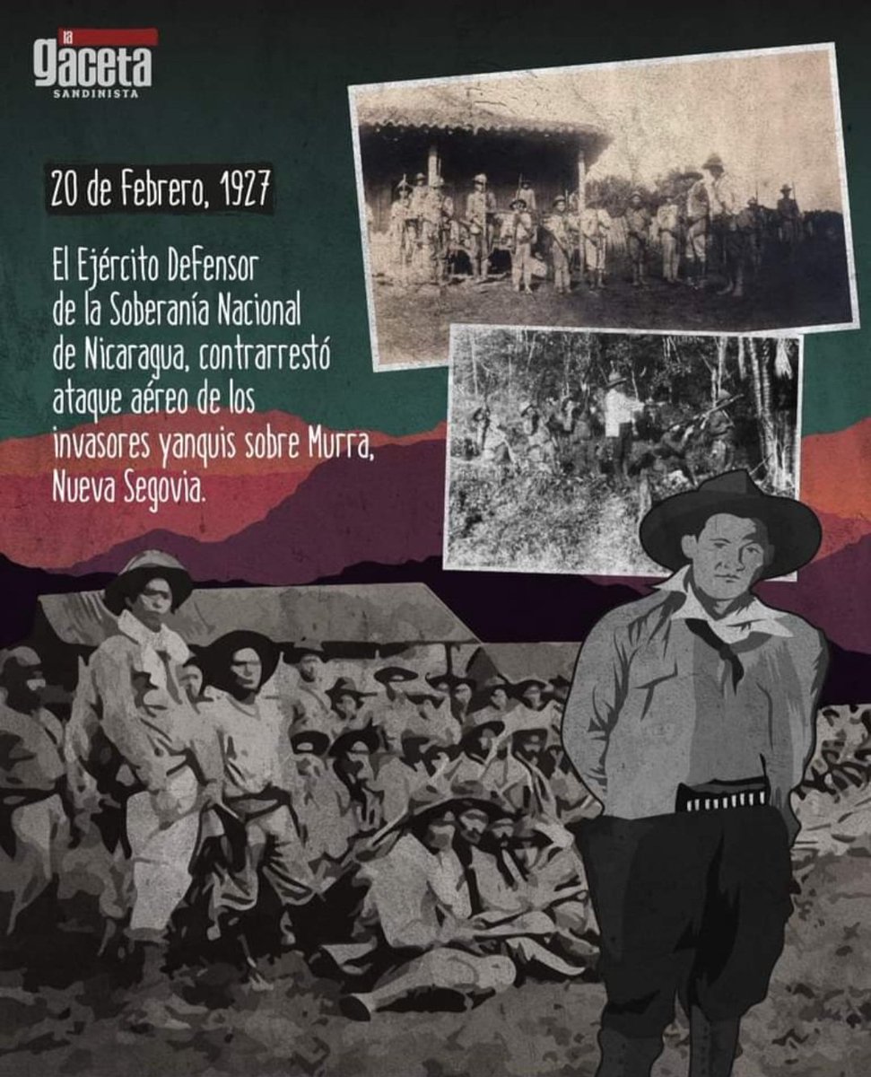 ❈🅜🅔🅛🅔🅚 🅛🅤🅝🅐៚🇳🇮 (@melek_luna) on Twitter photo Hoy 2️⃣0️⃣ de Febrero del año 1️⃣9️⃣2️⃣8️⃣ el Ejercito se opone al ataque aéreo que realizaban los Marines Yanquis en el Municipio de Murra Depto. de Nueva Segovia.
#UnidosEnVictorias
#SandinoPatriayLibertad
<a href="/FloryCantoX/">Flor y Canto 🇳🇮</a>
<a href="/yoqueseR/">yoqueseR 🇳🇮</a> Hoy 2️⃣0️⃣ de Febrero del año 1️⃣9️⃣2️⃣8️⃣ el Ejercito se opone al ataque aéreo que realizaban los Marines Yanquis en el Municipio de Murra Depto. de Nueva Segovia.
#UnidosEnVictorias
#SandinoPatriayLibertad
<a href="/FloryCantoX/">Flor y Canto 🇳🇮</a>
<a href="/yoqueseR/">yoqueseR 🇳🇮</a>