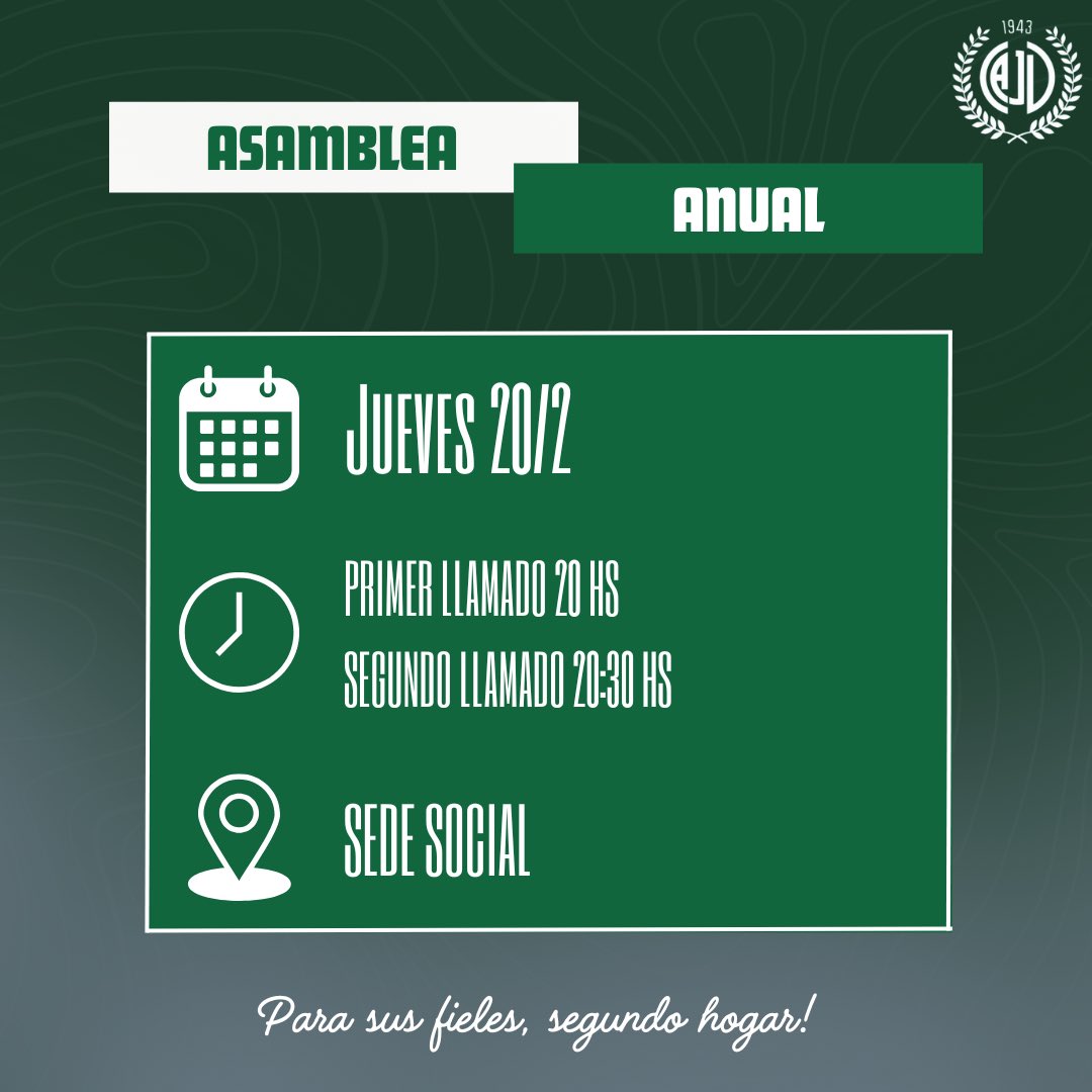 𝐓𝐮 𝐩𝐫𝐞𝐬𝐞𝐧𝐜𝐢𝐚 𝐞𝐬 𝐢𝐦𝐩𝐨𝐫𝐭𝐚𝐧𝐭𝐞

Comienza un nuevo año y tenemos asamblea para decidir cosas importantes para este 2025:
- Elección de autoridades 
- Presentación de balance 2024
- Novedades 2025

ᴇᴍᴘᴇᴢᴀᴍᴏꜱ ᴀ ᴠᴏʟᴠᴇʀ!