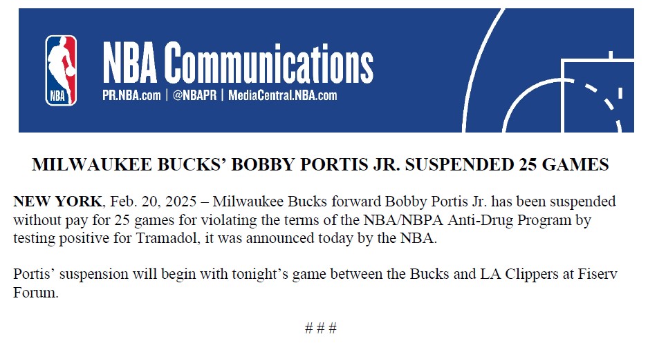 NBAPR's tweet image. The following has been released by the NBA.