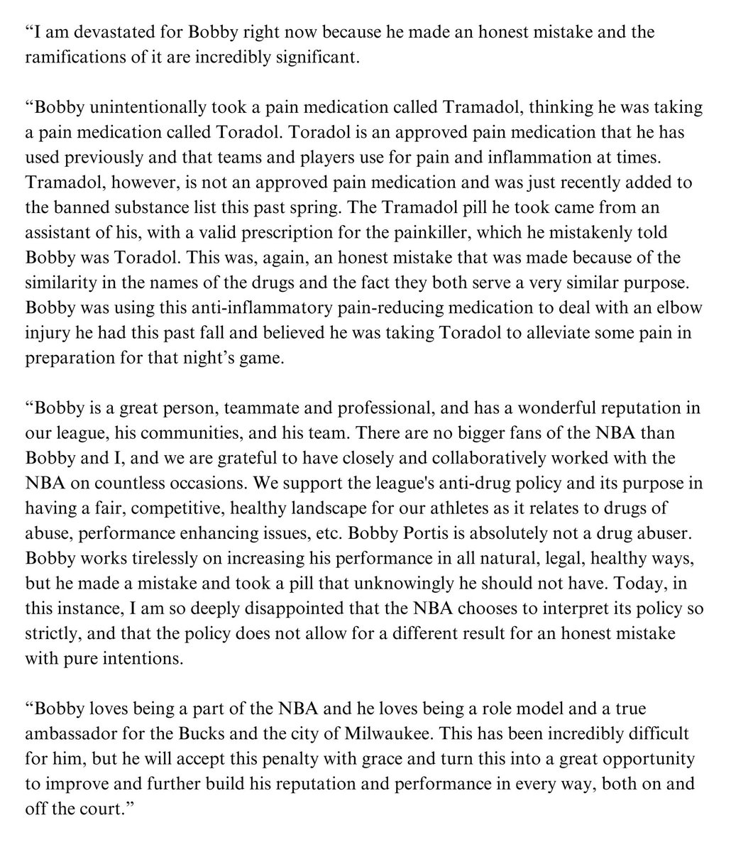 ShamsCharania's tweet image. Mark Bartelstein of @PrioritySports to ESPN on client Bobby Portis' 25-game suspension, detailing what took place: