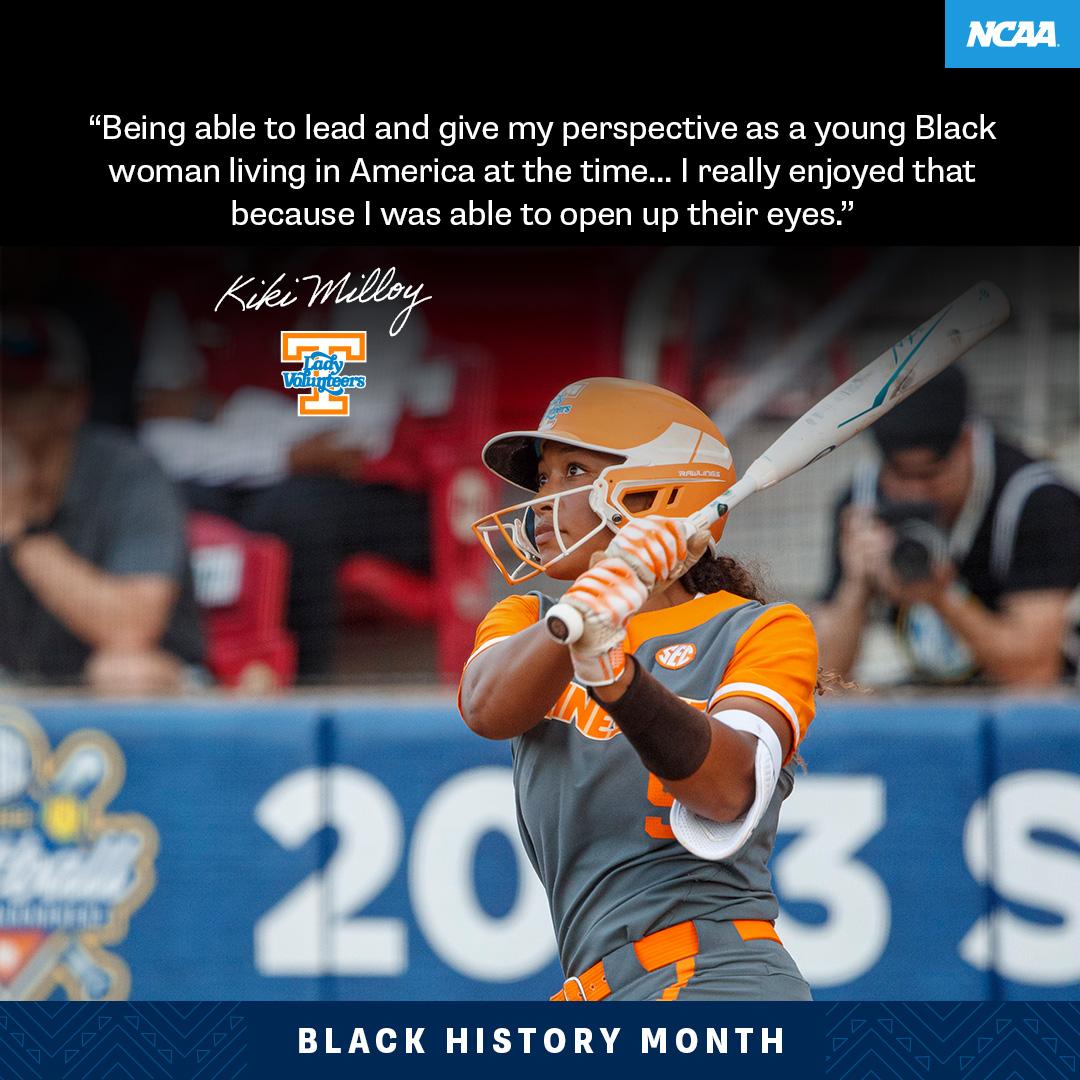 NCAA (@ncaa) on Twitter photo Leadership, education, and empowerment—that’s what <a href="/KikiMilloy/">Kiki Milloy</a> brought to the <a href="/Vol_Softball/">Tennessee Softball</a> field and beyond. She co-founded the Diverse Organization for Propelling Excellence in her business school, leaving a lasting legacy!
Read more about her legacy ➡️ on.ncaa.com/milloy Leadership, education, and empowerment—that’s what <a href="/KikiMilloy/">Kiki Milloy</a> brought to the <a href="/Vol_Softball/">Tennessee Softball</a> field and beyond. She co-founded the Diverse Organization for Propelling Excellence in her business school, leaving a lasting legacy!
Read more about her legacy ➡️ on.ncaa.com/milloy