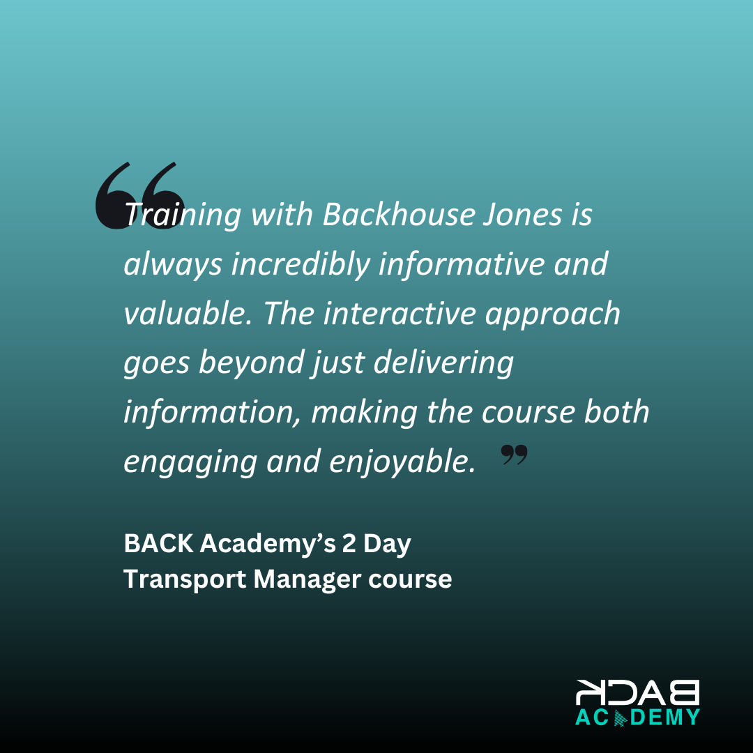 back_academy's tweet photo. Our 2-Day Transport Manager Course goes beyond theory—it’s engaging, practical, and designed to empower professionals like you! 💡

Ready to elevate your expertise? Join our next session! #BackhouseJones #BACKAcademy #professionaldevelopment https://t.co/XwYa4lg5iK