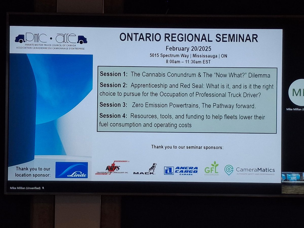 A huge thank you to our event sponsors <a href="/LindeCanadaltd/">Linde Canada Ltd.</a> <a href="/KRTSTrans/">Kim Richardson Transportation Specialists Inc.</a> <a href="/MackTrucks/">Mack Trucks</a> <a href="/AncraCargo/">Ancra Cargo</a> <a href="/GFLenv/">GFL Environmental</a> and <a href="/CameraMatics/">CameraMatics</a> for your support towards making our Seminar a great success!