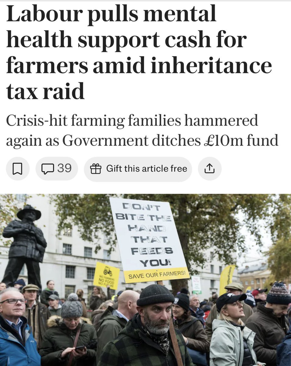 The Labour government have quietly shelved a mental health support fund for farmers despite warnings that the government’s inheritance tax raid is wreaking havoc on their livelihoods. The politics of cruelty. The Labour government are rubbing salt into the wounds of farming