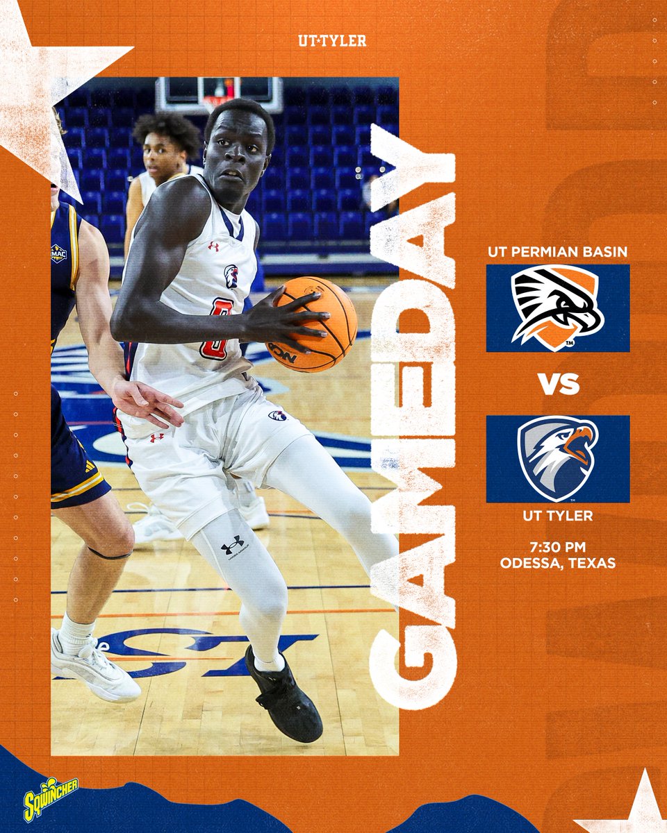 UT Tyler Patriots (@uttylerpatriots) on Twitter photo MBB | IT'S GAME DAY!
<a href="/uttylermbb/">UT Tyler Men's Basketball</a> looks to take down the Falcons on Thursday night in Odessa!
STATS: tinyurl.com/2ynu6upn
STREAM: tinyurl.com/3cyvsnnz
#SwoopSwoop MBB | IT'S GAME DAY!
<a href="/uttylermbb/">UT Tyler Men's Basketball</a> looks to take down the Falcons on Thursday night in Odessa!
STATS: tinyurl.com/2ynu6upn
STREAM: tinyurl.com/3cyvsnnz
#SwoopSwoop