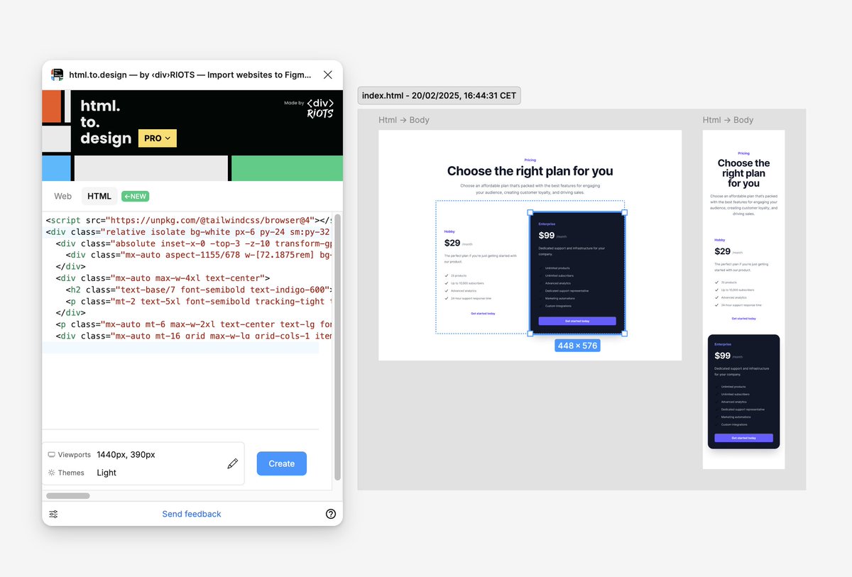 georges_gomes's tweet photo. We've quietly launched a new tab in @html_to_design for direct HTML/CSS import, and it's receiving some love! ❤️ Nearly 600 HTML imports yesterday!

#Design #withcode #figma https://t.co/RQM23wygnd