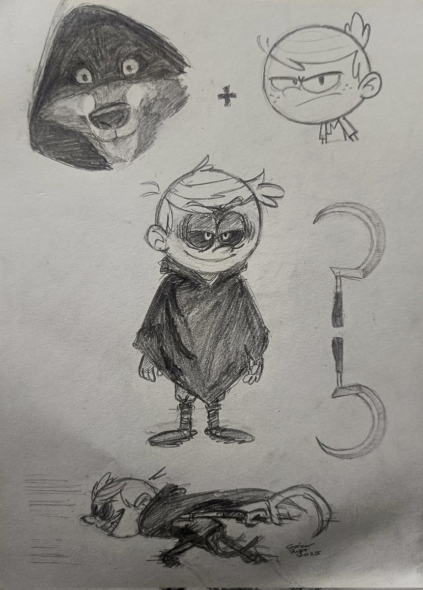 DEATH X LINCOLN LOUD Pencil sketch featuring fusion of Death from