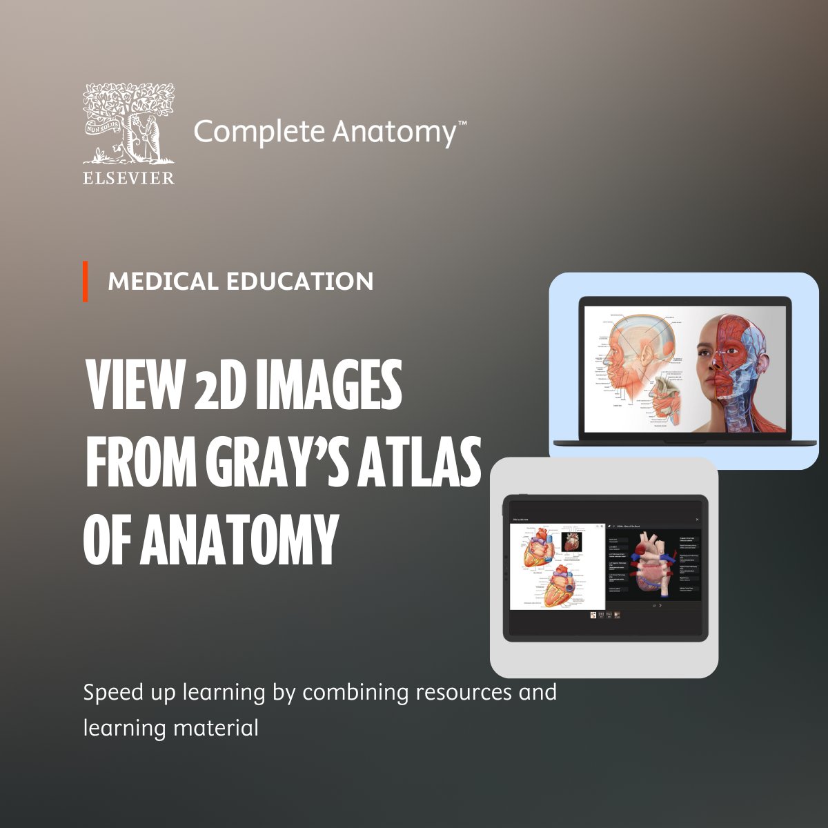 For the first time ever, the interactive 3D models from Complete Anatomy can now be viewed alongside the 2D images from Gray’s Atlas of Anatomy inside ClinicalKey Student.
Register for our webinar hosted by Lindsay Brandes on 2/27 at 1 PM EST.
spkl.io/6017fWvaZ