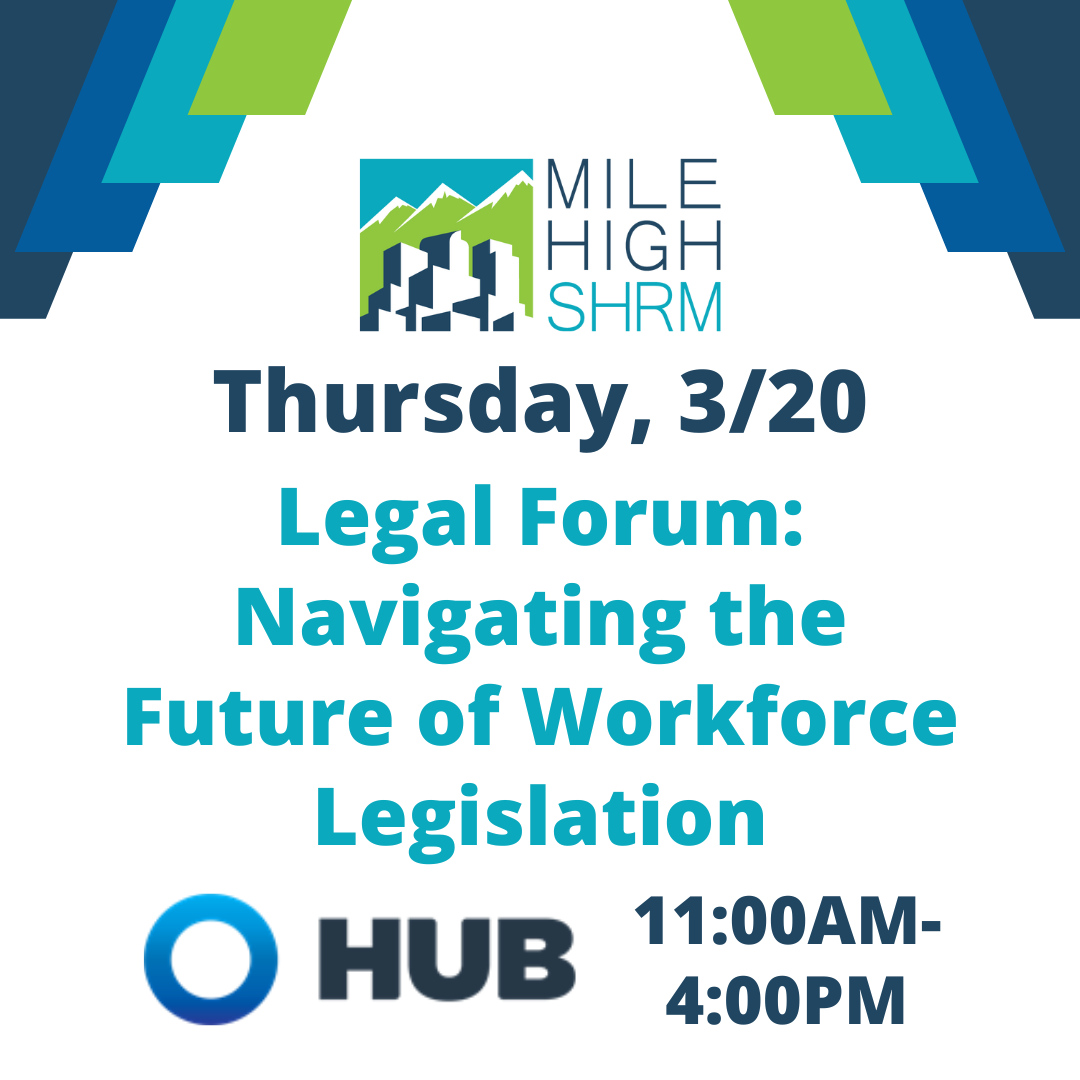 Step into a new era of legal insights and engaging discourse at the Legal Forum (previously known as Quarterly Education Events)!

Join us on 3/20 for the Legal Forum: Navigating the Future of Workforce Legislation!

Sign up now: bit.ly/40YHM7F

#HRprofessionals #colo...