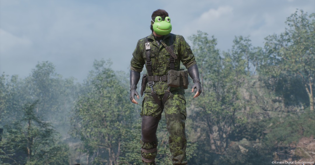 Metalgear's tweet photo. METAL GEAR SOLID Δ: SNAKE EATER Sneaking DLC Pack screenshot 📸 

Equipment: Kerotan Mask

See details on the Digital Deluxe Edition, which includes the Sneaking DLC Pack, here!👇
https://t.co/xW2hROdVUC

#MGSDelta #MetalGearSolid https://t.co/QFQdo18hBy