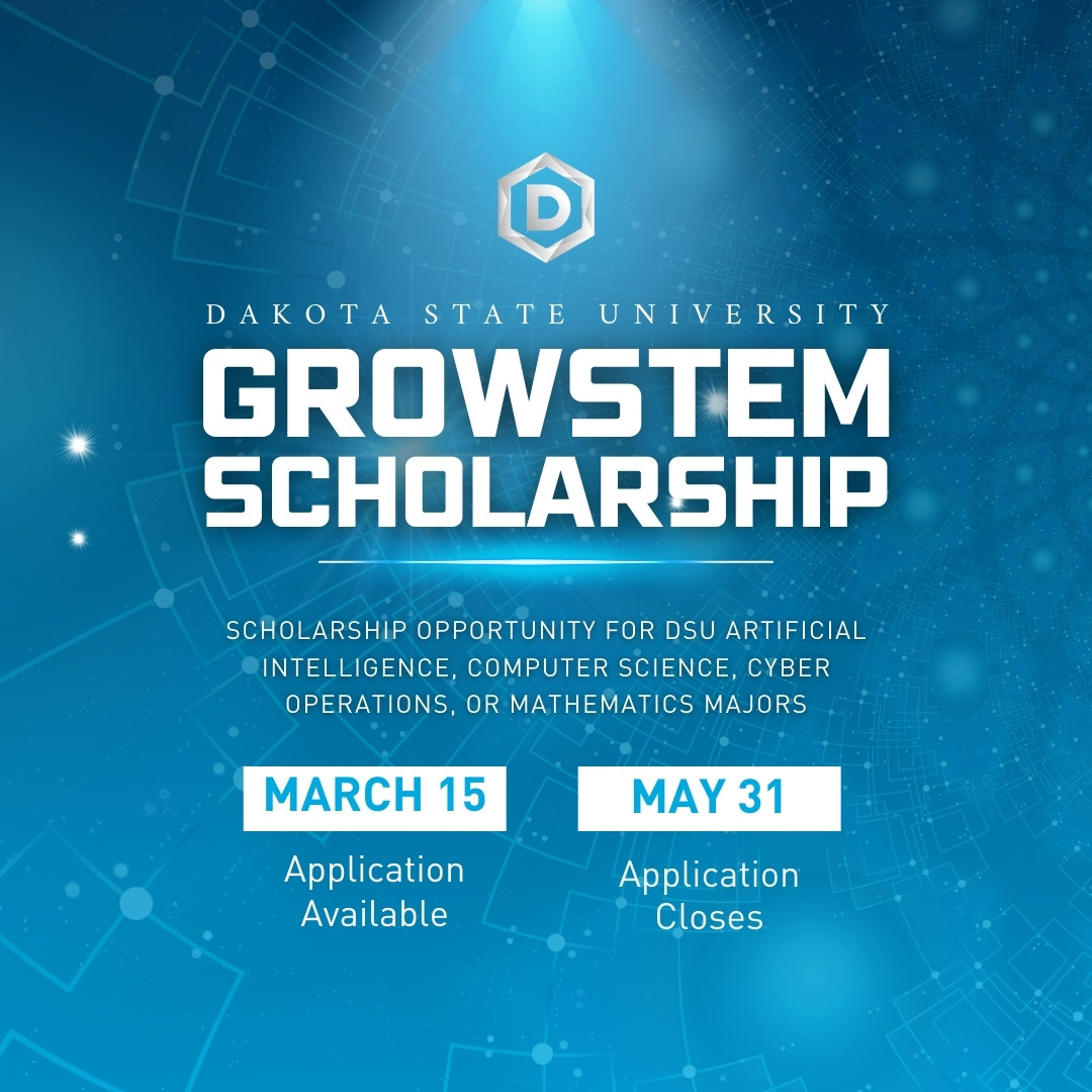Dakota State University (@dakotastate) on Twitter photo GROWSTEM 💸 Scholarship for DSU Artificial Intelligence, Computer Science, Cyber Operations or Mathematics majors.
$15k annually for up to five years for those maintaining eligibility requirements.
➡️ ow.ly/rROg50UUYEp
<a href="/NSF/">U.S. National Science Foundation</a> #scholarships GROWSTEM 💸 Scholarship for DSU Artificial Intelligence, Computer Science, Cyber Operations or Mathematics majors.
$15k annually for up to five years for those maintaining eligibility requirements.
➡️ ow.ly/rROg50UUYEp
<a href="/NSF/">U.S. National Science Foundation</a> #scholarships