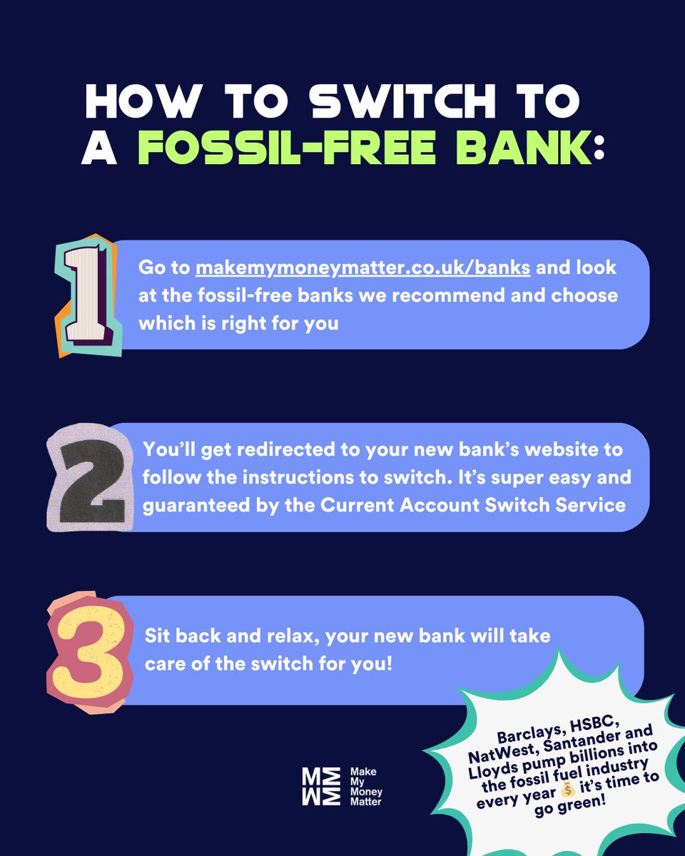 MMMoneyMatter's tweet image. Seen our new campaign film and ready to go green? ​

It&apos;s easier than ever to switch to fossil-free banks like @triodosuk, @AskNationwide, @StarlingBank, @CooperativeBank, @CoventryBS  or @MetroBank_Help 

Take action 👀​ makemymoneymatter.co.uk/banks/