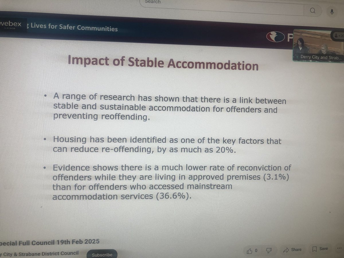 Probation Assistant Dir. Liz Arthur &amp; Area Manager Anne Weir addressed a special council meeting <a href="/dcsdcouncil/">Derry Strabane Cncl</a> alongside colleagues <a href="/nihecommunity/">Housing Executive</a> to explain the role of approved premises which provide an enhanced level of public protection &amp; assist rehabilitation &amp; resettlement.
