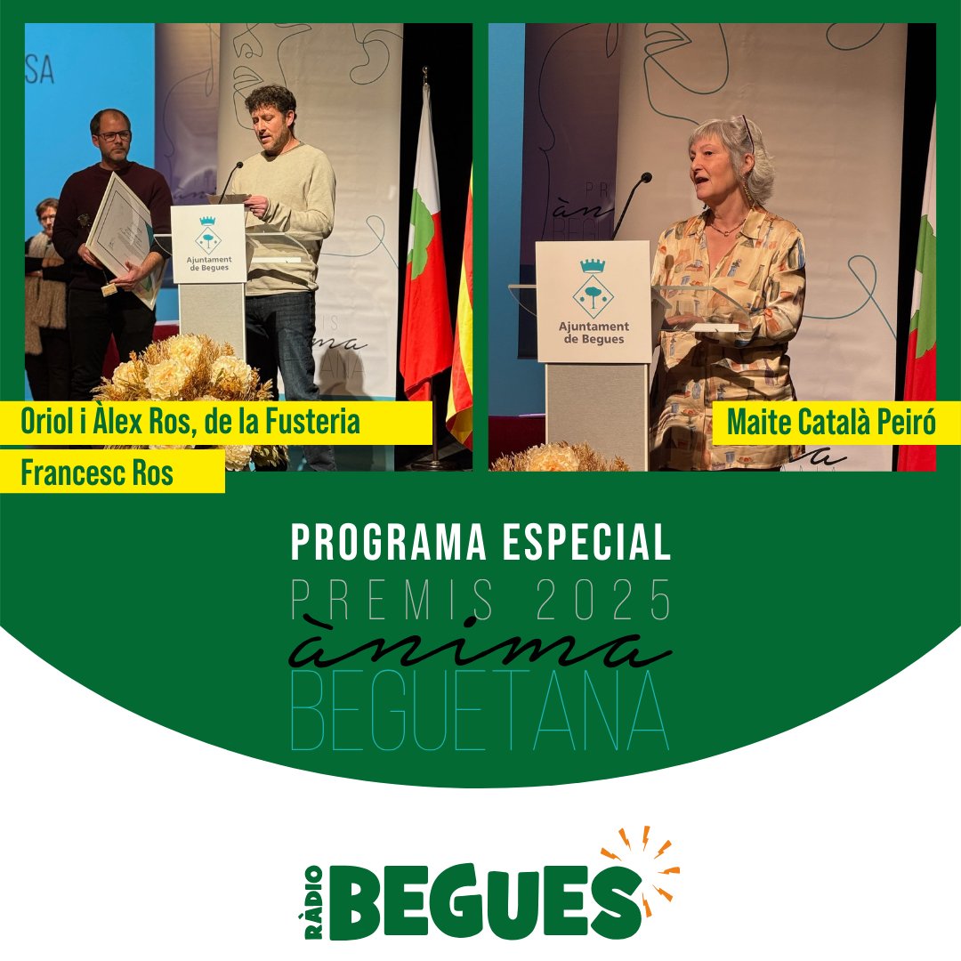 📻 En el segon programa especial dedicat als Premis Ànima Beguetana parlem amb els germans Oriol i Àlex Ros, de la Fusteria Ros, Premi d'economia, treball i empresa. També conversem amb la Maite Català Peiró, premi a la trajectòria professional 🎧
alacarta.radiobegues.cat/programs/premi…