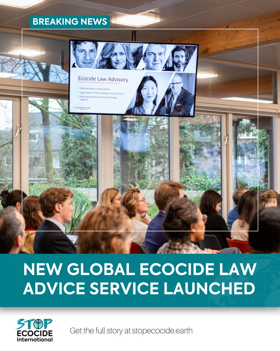 BREAKING - new global #ecocidelaw advice service launched!📢🌎

Following significant legislative progress in 2024, Ecocide Law Advisory will provide expert legal advice &amp; training on drafting/ implementation of ecocide law!

Full story HERE: stopecocide.earth/bn-2025/new-gl…

#StopEcocide