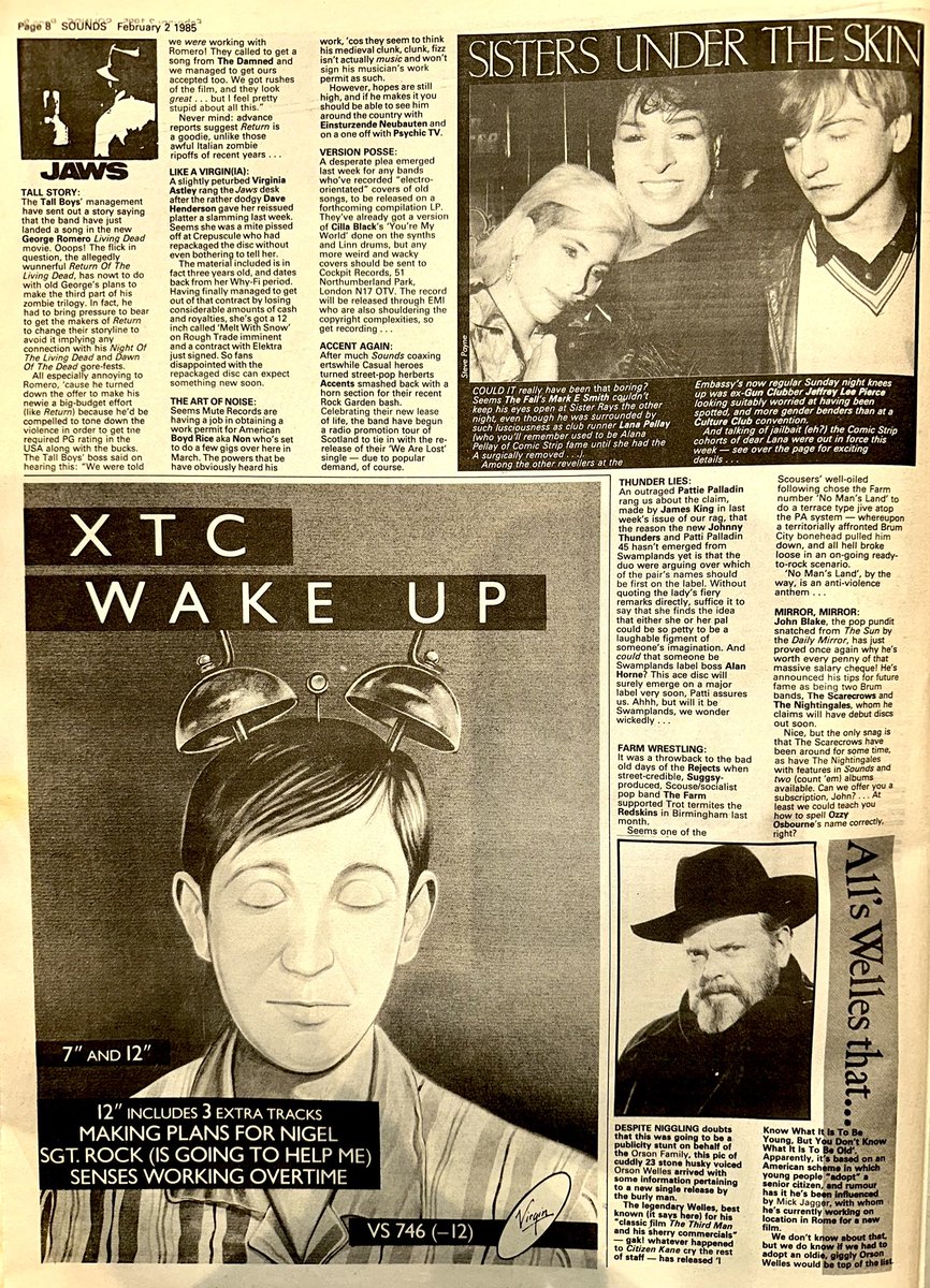 ZoundsAbound's tweet photo. In Jaws, John Blake from the Mirror steps out of his lane when championing ‘new’ bands #TheScarecrows & @_Nightingales who already have a few laps around the block behind them.
#KeithAllen’s hope for a discreet release from prison didn’t quite go to plan
Sounds Feb 2nd 1985 https://t.co/wkwKO69DYN