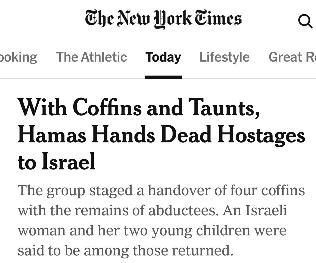 Hamas abducted, tortured and murdered children.  

Used their remains to free prisoners.  

This spectacle advances the frontier of utter depravity and reaffirms standing firmly on the side of Israel.