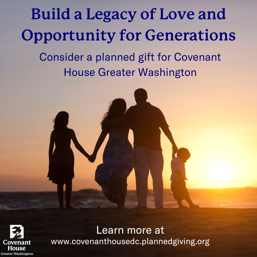 A planned gift is a commitment made during your lifetime, often with no financial commitment today, that supports Covenant House Greater Washington when you no longer need your assets. More info: covenanthousedc.plannedgiving.org/#PlannedGiving #CHGW