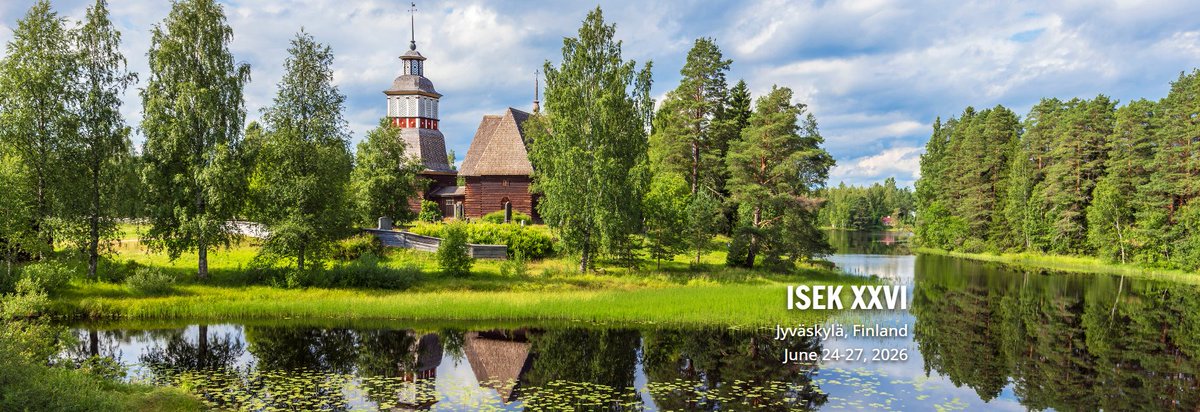 During the next @ISEKCongres in 2026...

... it will not get dark. The sun will set at 23:14 and rise at 03:23.

Will we see you there? In Jyväskylä, the heart of Finnish Lakeland 🇫🇮

Stay tuned! #ISEK2026
isek.org/2026-congress/
