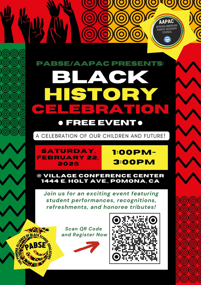 PABSE/AAPAC presents: Black History Celebration 
Scan QR code to reserve your seat now!
Event will be held on February 22, 2025 edl.io/n2031942