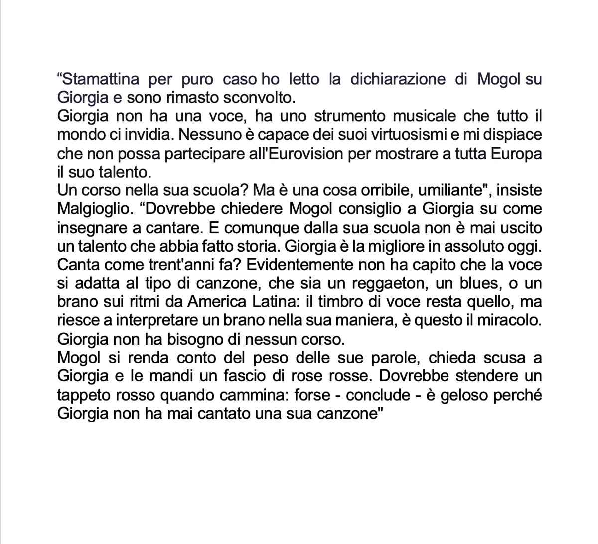 Cinguetterai's tweet photo. "Mogol si renda conto del peso delle sue parole, chieda scusa a Giorgia e le mandi un fascio di rose rosse. Dovrebbe stendere un tappeto rosso quando cammina: forse è geloso perché Giorgia non ha mai cantato una sua canzone"

- Cristiano Malgioglio a #StorieItaliane

#Sanremo2025 https://t.co/XAxNwYHFmI
