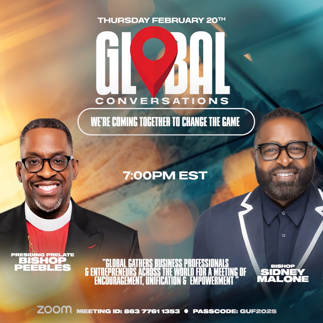 NGICMemphis's tweet photo. Calling all entrepreneurs‼️ Join Presiding Prelate Bishop Joel Peebles and Bishop @drsidlifecoach TONIGHT AT 7PM/6PM CT as Global gathers business professionals and entrepreneurs across the world for a meeting of encouragement, unification and empowerment! https://t.co/XejPzqjiP1