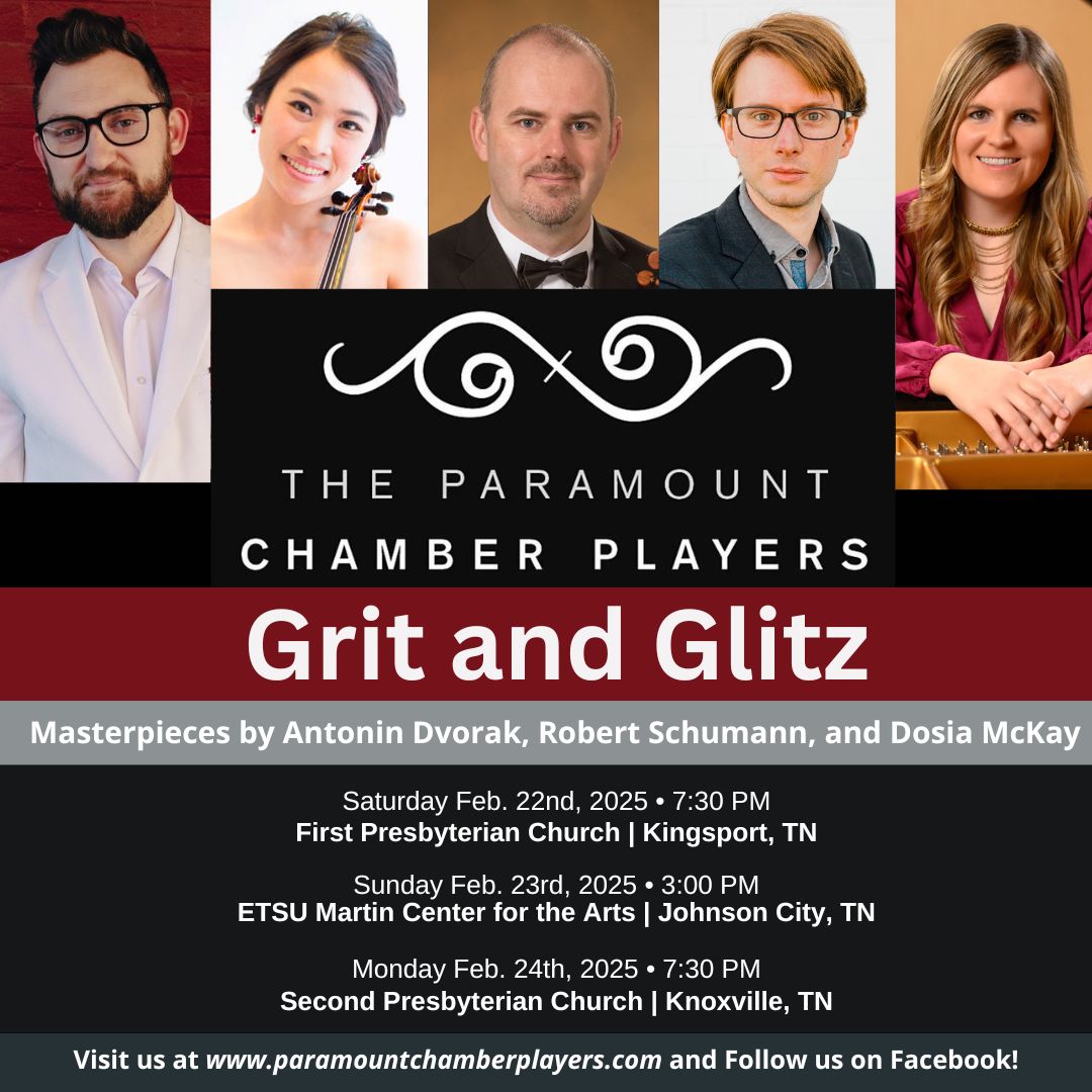 You are invited to three upcoming concerts by The Paramount Chamber Players. I am excited to hear a new interpretation of my string trio Grit and Glitz. #calssicalmusic #Knoxville #composer #violin #viola #cello #piano