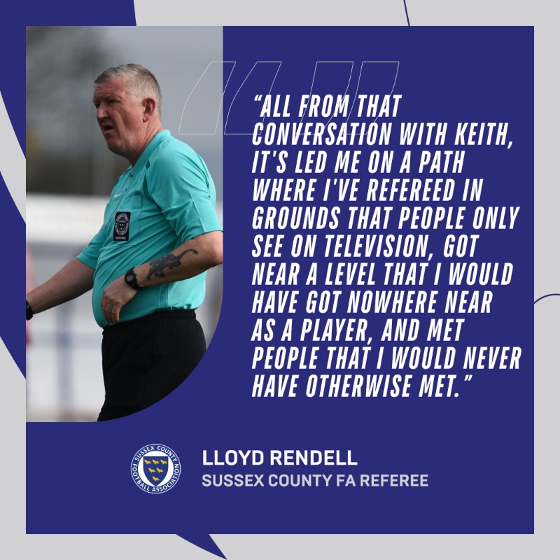 SussexCountyFA's tweet photo. 🤩 Lloyd Rendell has enjoyed a thoroughly successful journey as a match official which he puts down to his "wacky ways"!

🌟 It was a pleasure to sit down with him recently and look back on some of his fond memories!

Full interview...👇 #SussexFootball⚽️