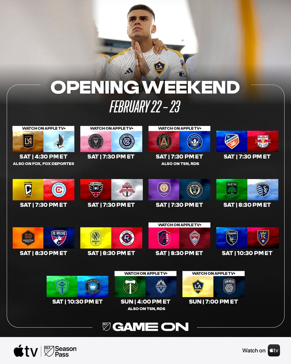 We are so back. 🎉 

Watch opening weekend with #MLSSeasonPass on <a href="/AppleTV/">Apple TV</a>: apple.co/MLS