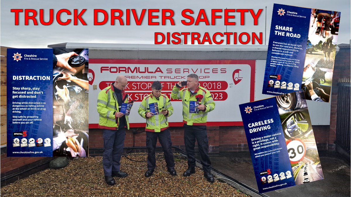 🚨 DRIVE SAFE, STAY FOCUSED! 🚨

A big thank you to everyone who joined Blue Watch Ellesmere Port Fire Station today at Formula Services Premier Truck Stop to talk about driver distraction.

📵 One glance away is all it takes.
👀 Stay focused, stay safe.
🚛 Every journey matters.