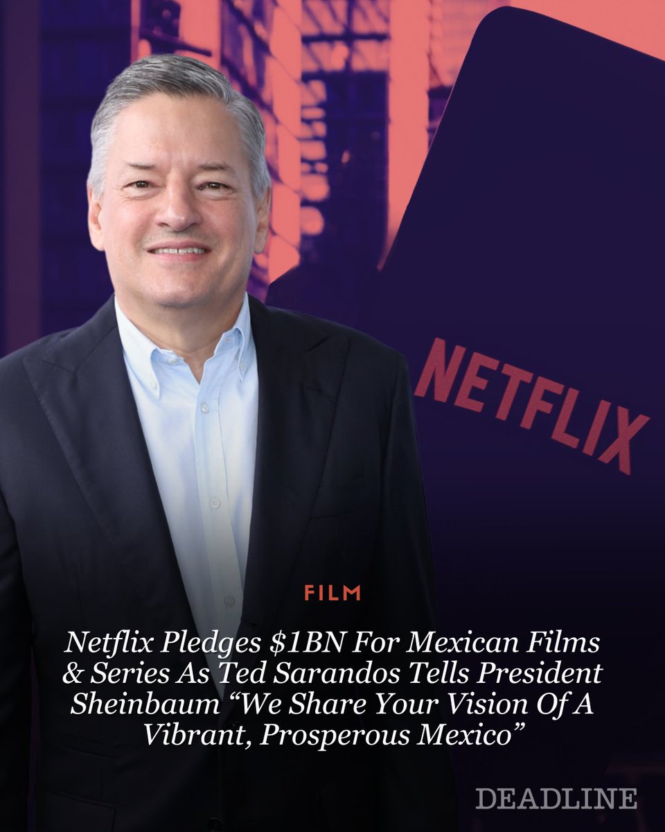 Netflix has pledged to spend $1B on Mexican production over the next four years. The streamer’s Co-CEO, Ted Sarandos spoke at President Sheinbaum’s morning press conference, Thursday, and unveiled the bumper commitment to Mexican production.⁠ ⁠ 

“President Sheinbaum, at