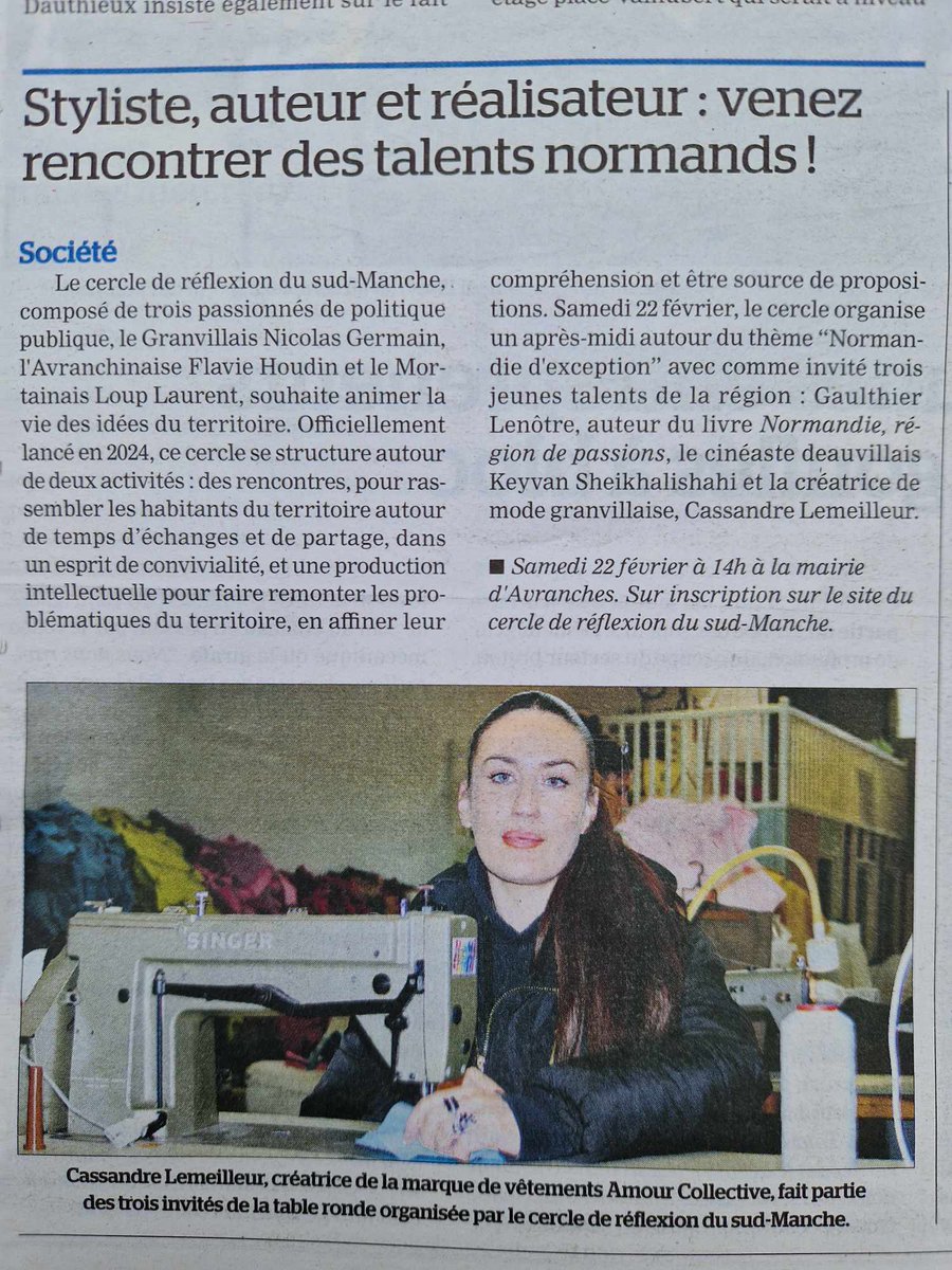 Merci à <a href="/LaMancheLibre/">La Manche Libre</a> qui met à l'honneur notre nouvel événement de samedi à Avranches (14h à la Mairie), autour de Gaulthier Lenôtre, Cassandre Lemeilleur et Keyvan Sheikhalishahi !